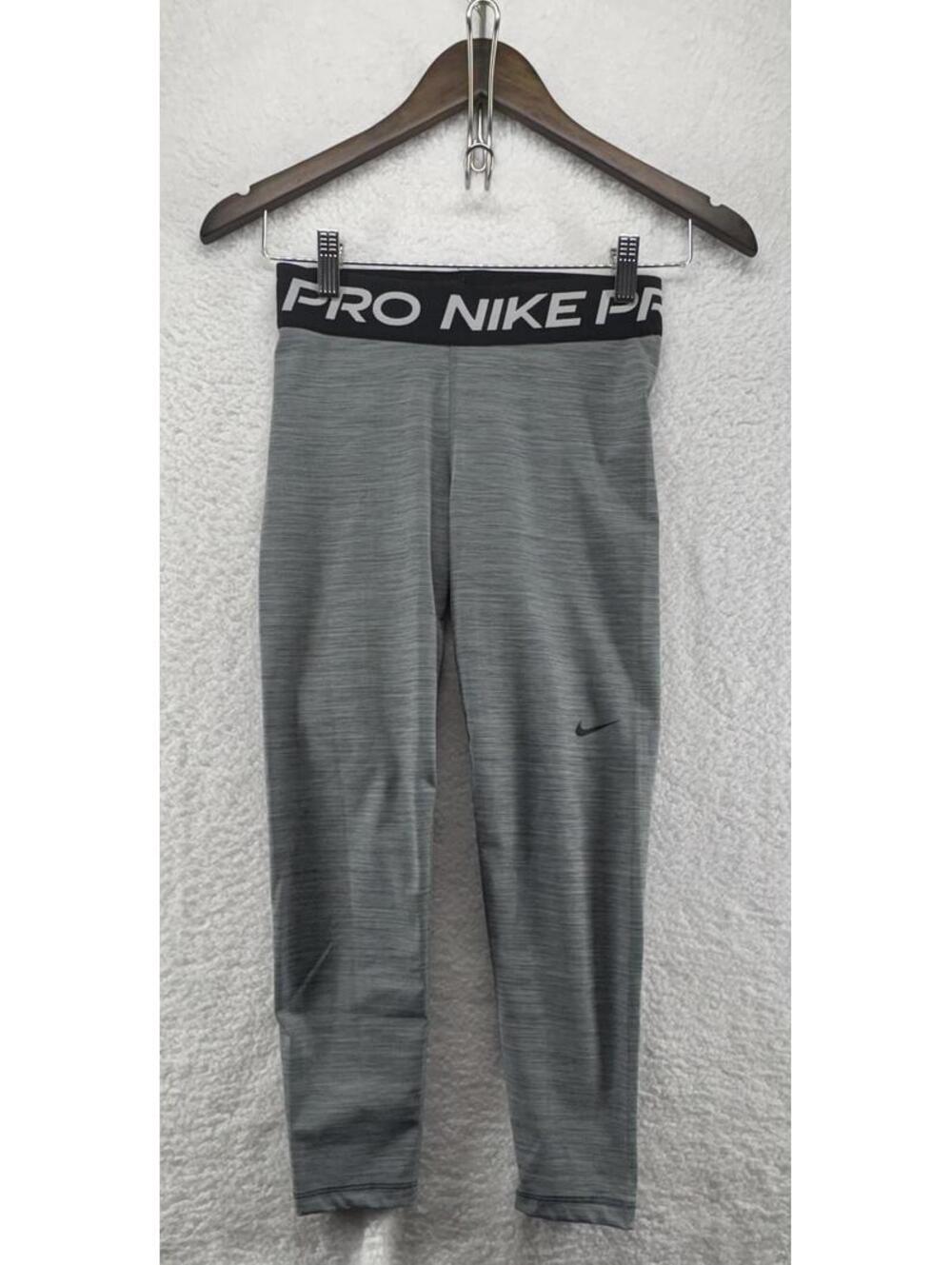 Nike Pro Womens Small Ankle Leggings Mid Rise Crop 7/8 Mesh Panel Gray